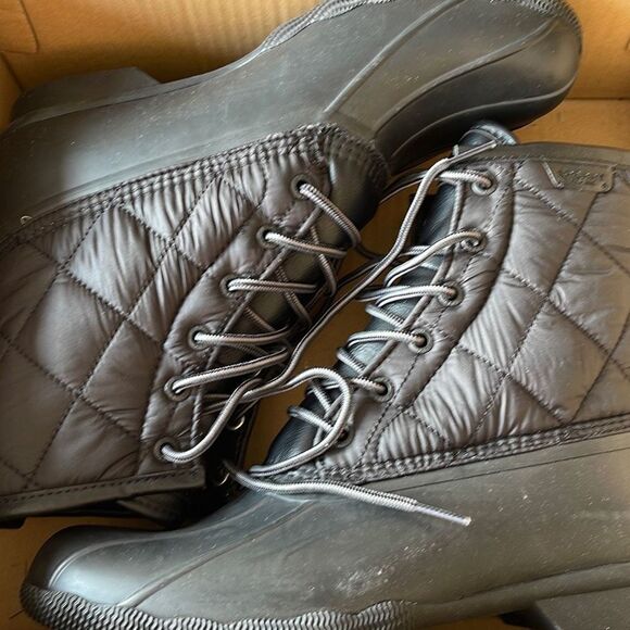 Sperry Mens Snow Boots Chukkas Booties Quilted Saltwater Duck Nylon Black 10 - Picture 2 of 6